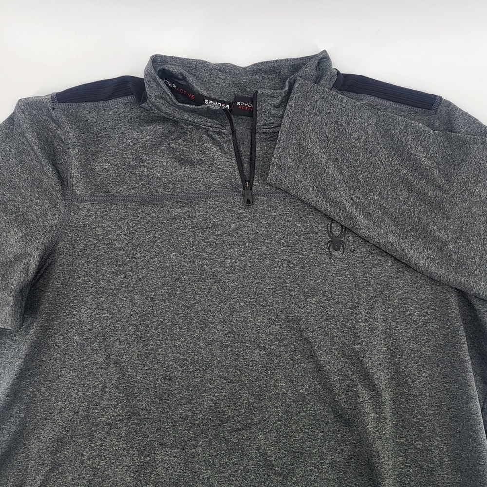 Spyder Active Gray Pullover Long Sleeve Athletic Top Men's Large quarter zip